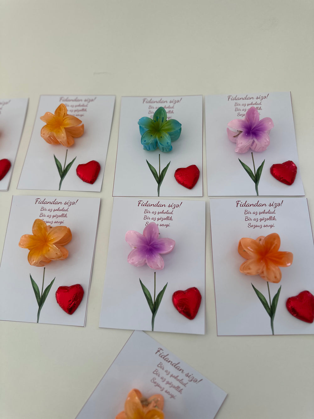 Floral Lotus Hair Clip & Heart Chocolate Gifting Card — Personalised Favour — Chocoodad Baku