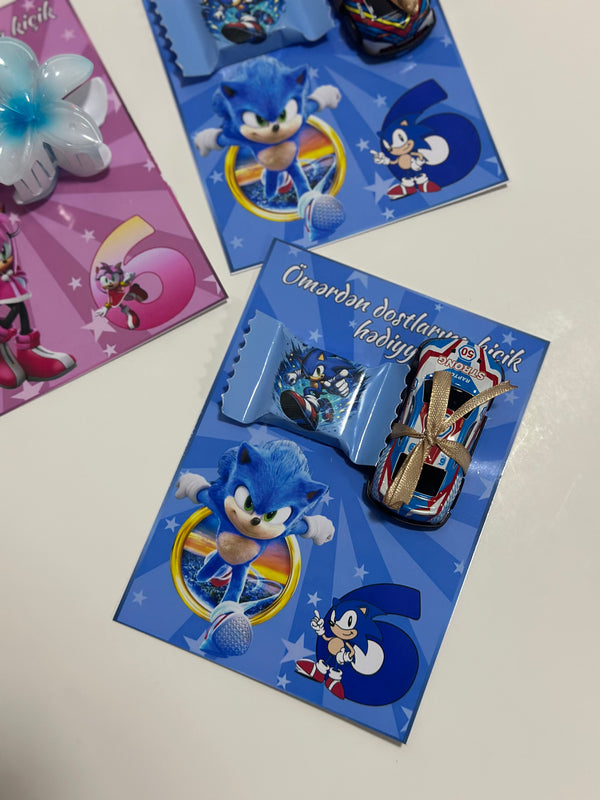 Amy Rose & Sonic Birthday Favour Card — Flower Hair Clip + Chocolate — Chocoodad Baku