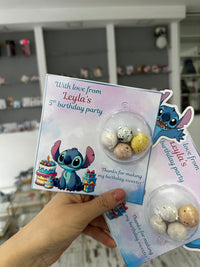 Stitch Birthday Favour Card — Bonbon Dome Personalised Chocolate Gift — Chocoodad Baku