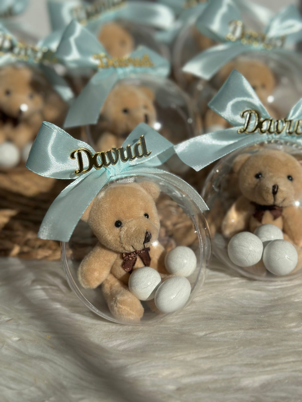 Teddy Bear Plush Newborn Bonbon Gift Set — Baby Boy Welcome Favour — Chocoodad Baku