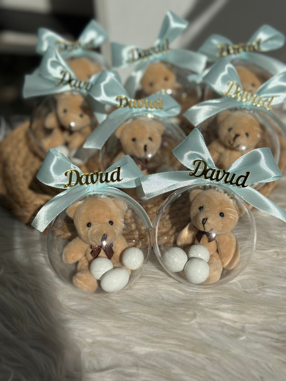 Teddy Bear Plush Newborn Bonbon Gift Set — Baby Boy Welcome Favour — Chocoodad Baku