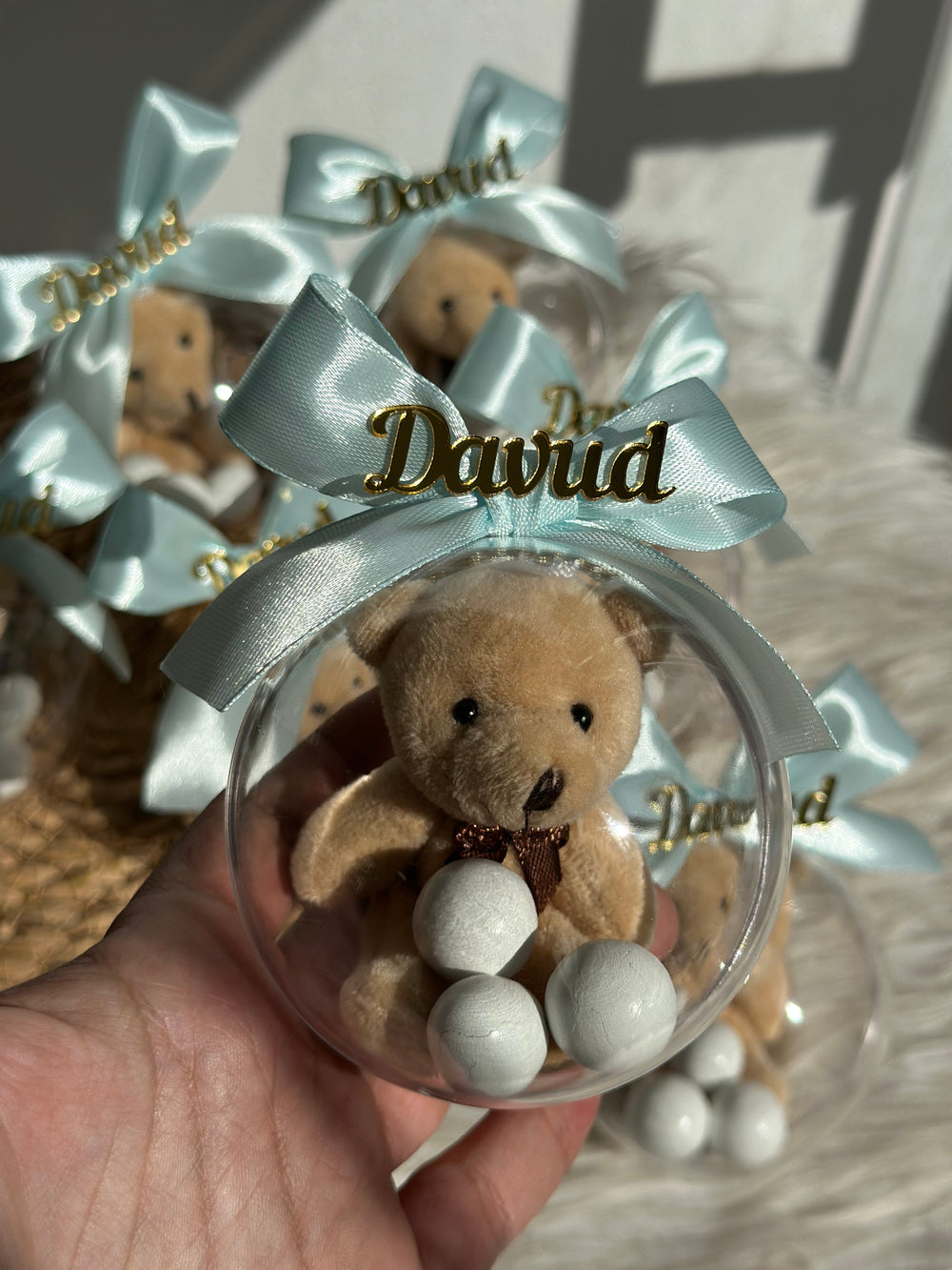 Teddy Bear Plush Newborn Bonbon Gift Set — Baby Boy Welcome Favour — Chocoodad Baku