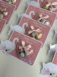 Swan Baby 40 Days Favour Card — Pink Speckled Bonbon Dome Gift — Chocoodad Baku