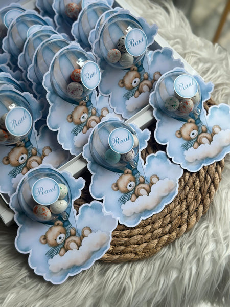 Ayı və Hava Şarı Baby Shower 20 Draje Şokolad Kart