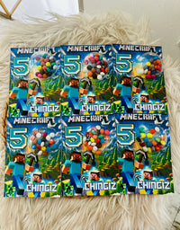 Minecraft Birthday Bonbon Favour Card — Dragee Dome Personalised Gift — Chocoodad Baku