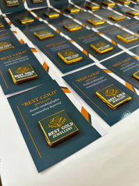 Gold Corporate Branding Chocolate Card — Custom Company Logo Gift — Chocoodad Baku