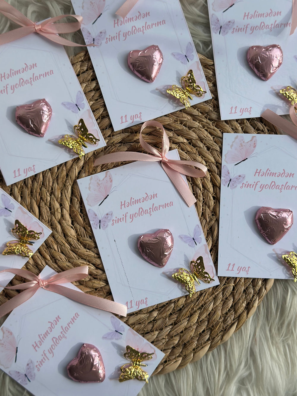 Butterfly Blush Pink Birthday Chocolate Card — School Classmate Favour — Chocoodad Baku