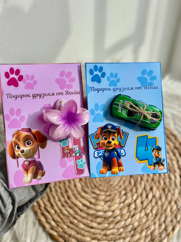 Paw Patrol 4th Birthday Chocolate Card — Skye & Chase Mixed Favour — Chocoodad Baku