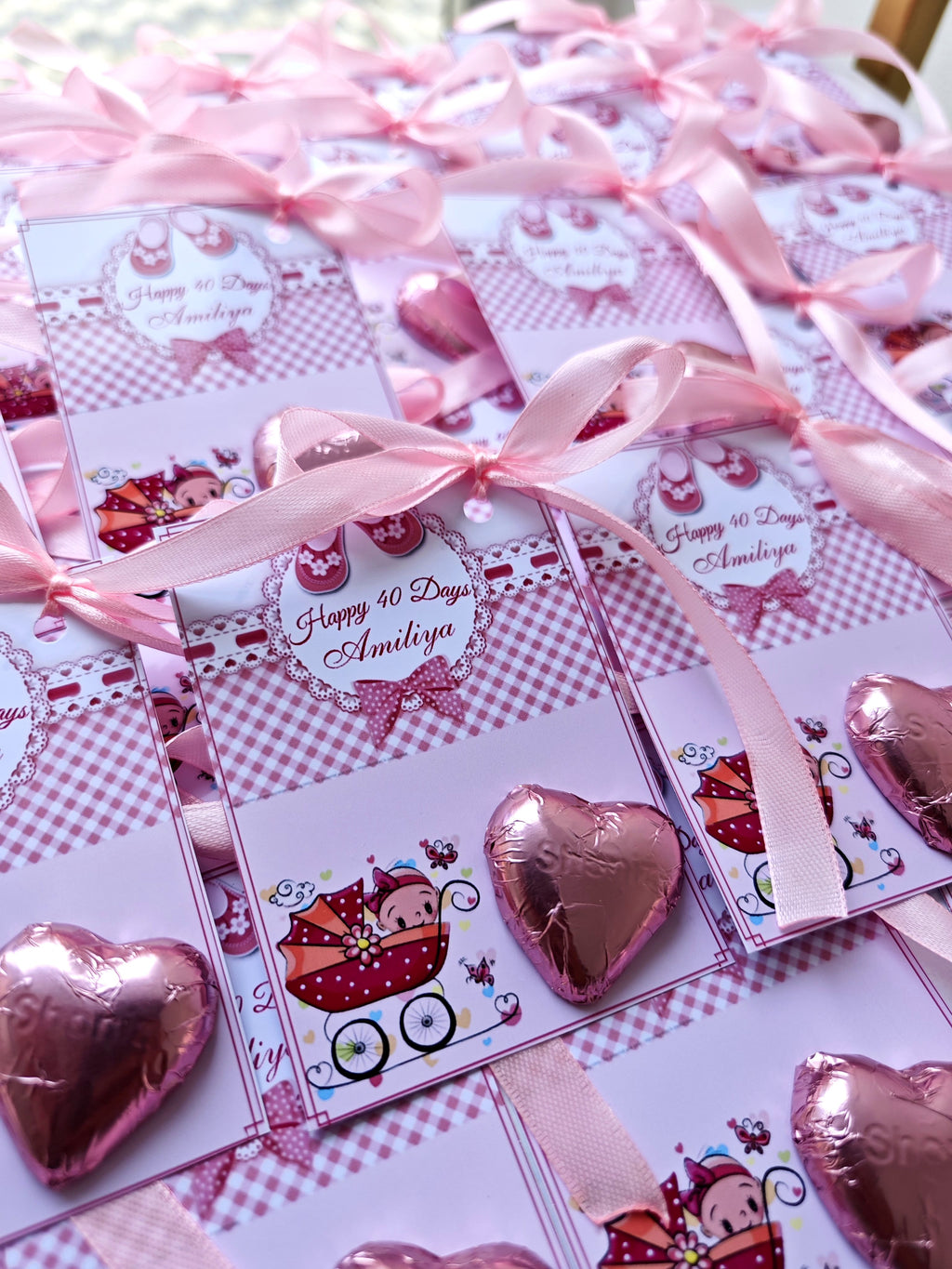 Personalized 40-Day Baby Girl Chocolate Favor