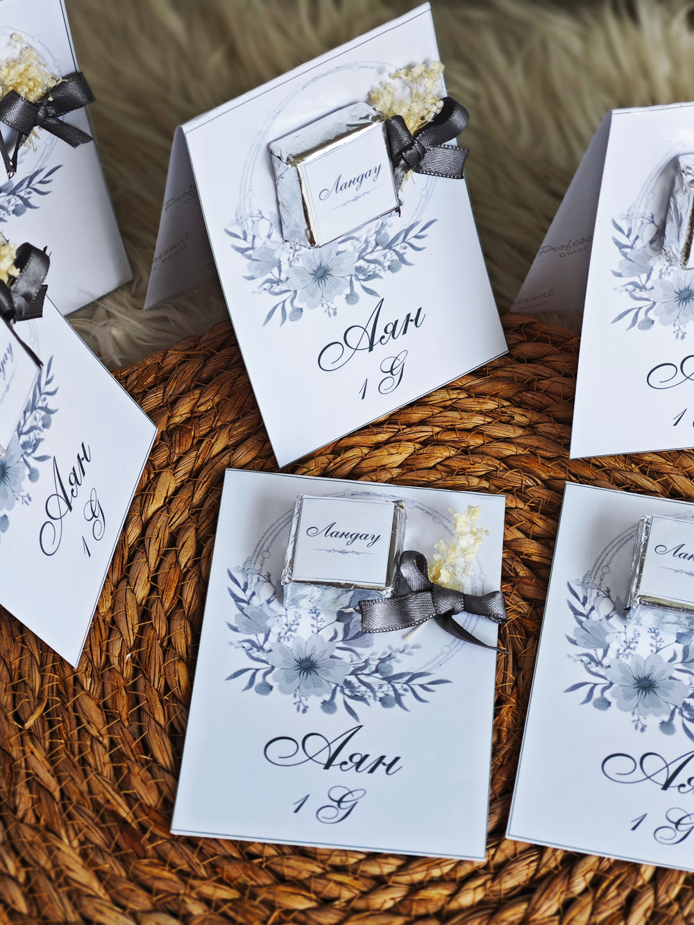 Customized Floral Event Favor with Chocolate | Personalized Wedding/Engagement Gift