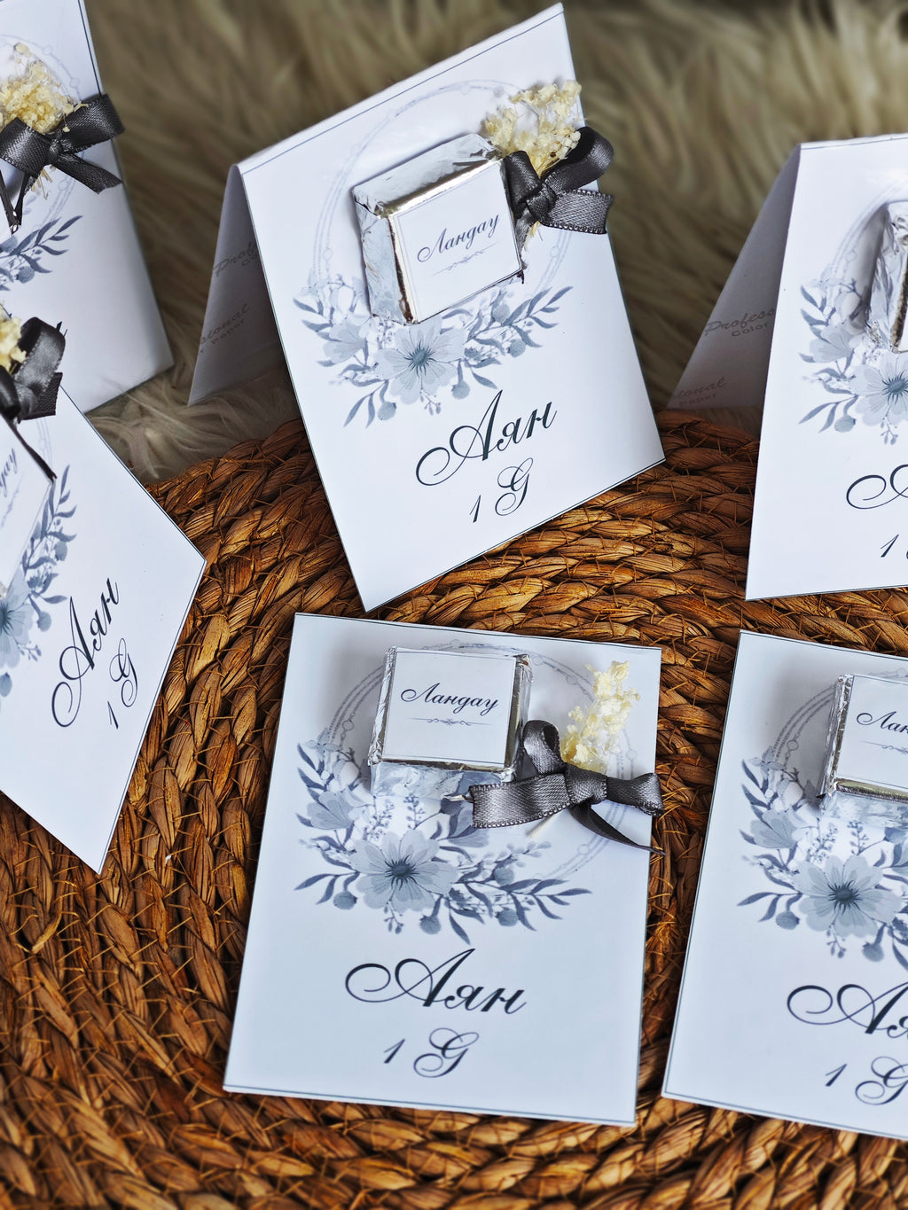 Customized Floral Event Favor with Chocolate | Personalized Wedding/Engagement Gift