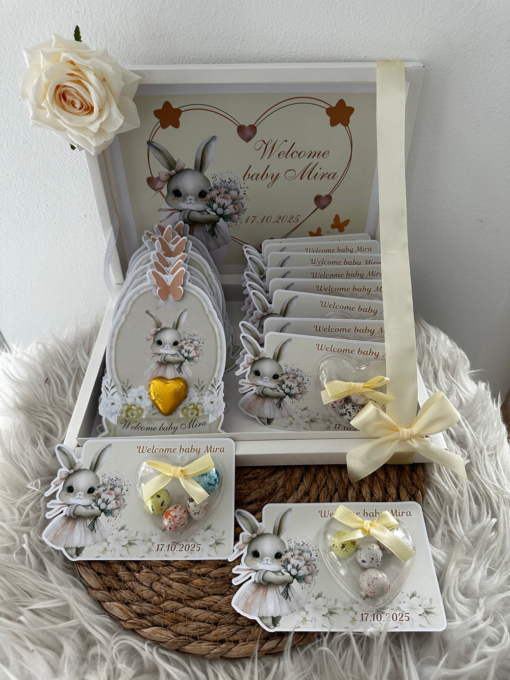 Bunny Newborn Gift Hamper — Welcome Baby Chocolate Card Display Box — Chocoodad Baku
