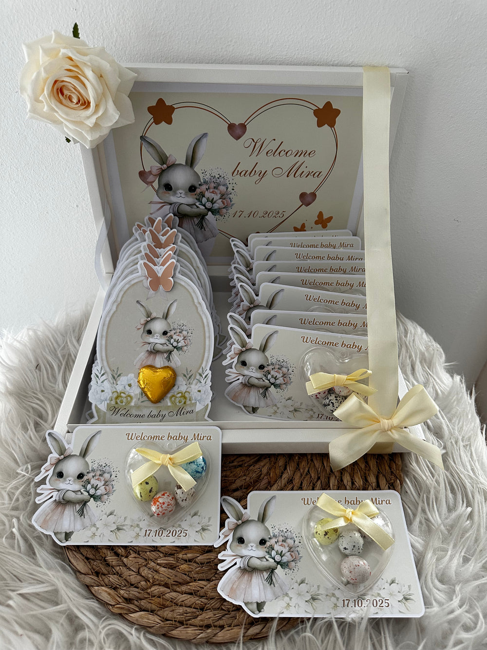 Bunny Newborn Gift Hamper — Welcome Baby Chocolate Card Display Box — Chocoodad Baku
