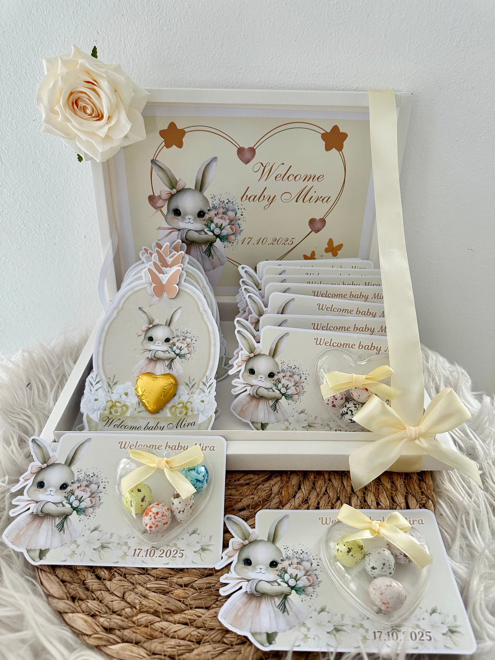 Bunny Newborn Gift Hamper — Welcome Baby Chocolate Card Display Box — Chocoodad Baku