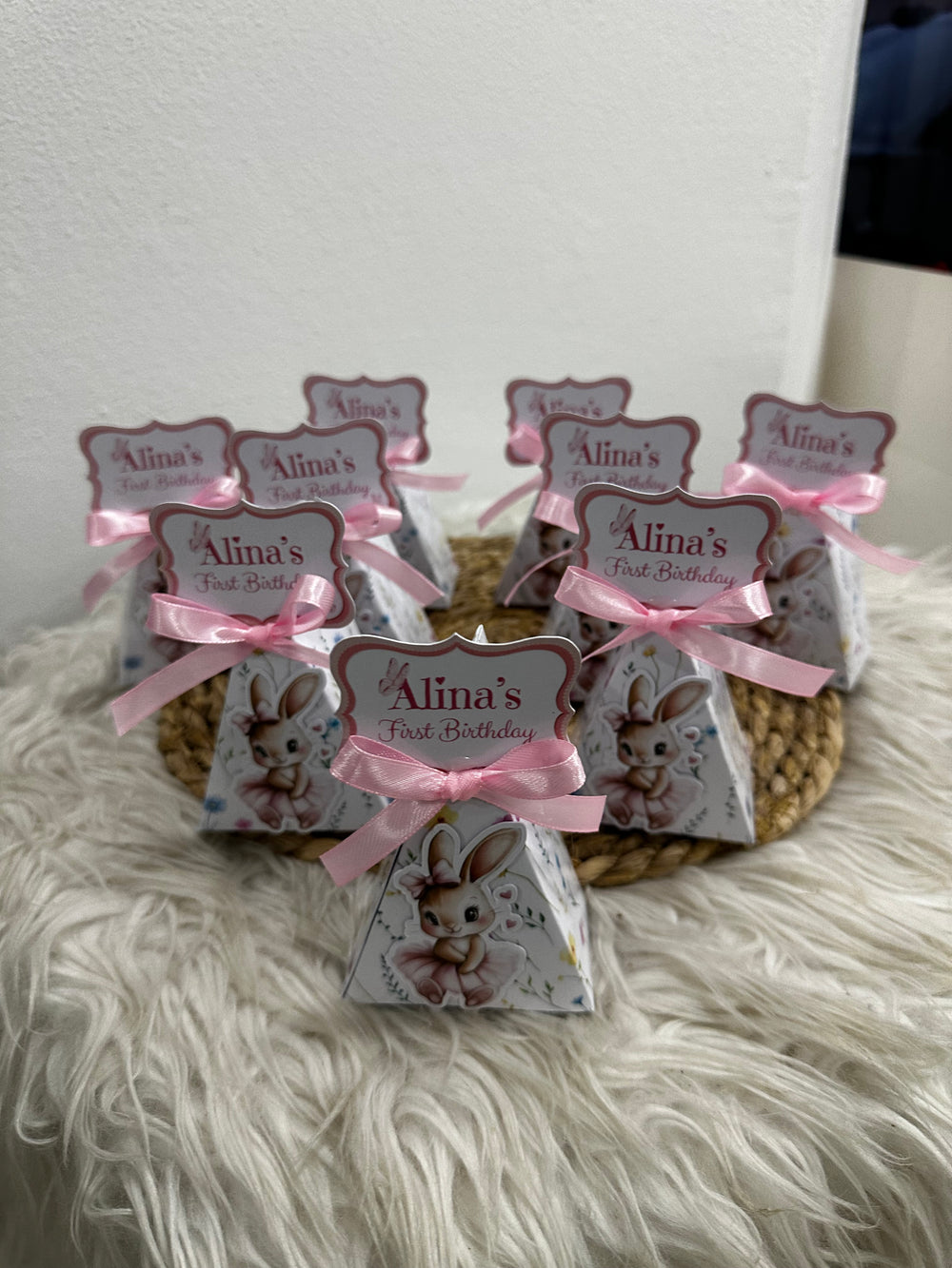 Bunny Ballerina 1st Birthday Pyramid Favour Box — Personalised Chocolate — Chocoodad Baku