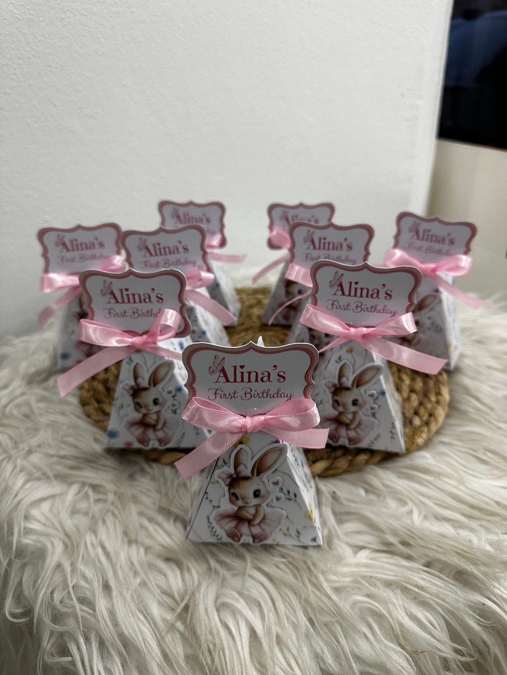 Bunny Ballerina 1st Birthday Pyramid Favour Box — Personalised Chocolate — Chocoodad Baku