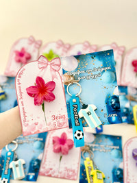 Football Keychain & Flower Hair Clip Birthday Accessory Card — Mixed Favour — Chocoodad Baku