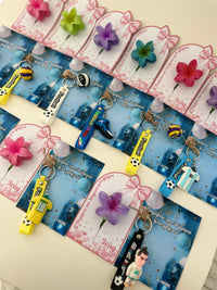 Football Keychain & Flower Hair Clip Birthday Accessory Card — Mixed Favour — Chocoodad Baku
