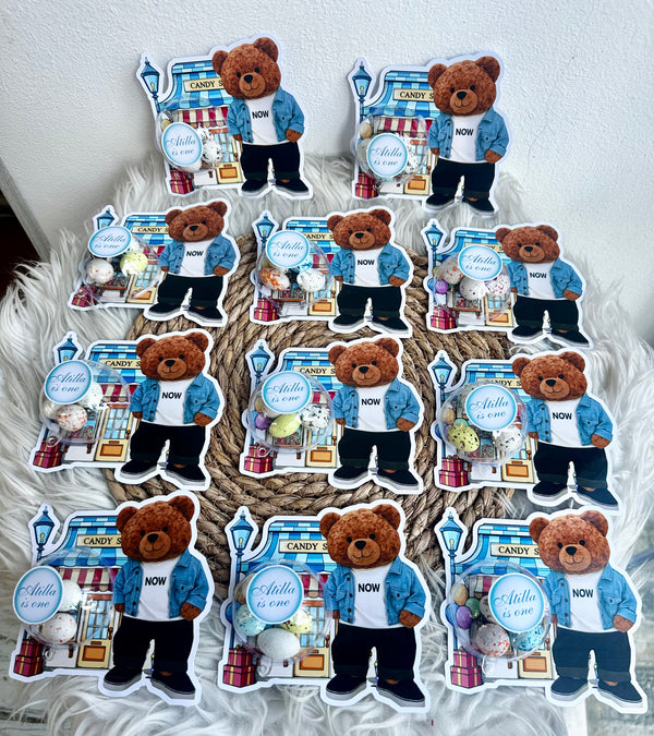 Cool Bear Candy Shop 1st Birthday Favour Card — Bonbon Dome Gift — Chocoodad Baku
