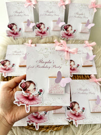 Ballerina Butterfly 1st Birthday Favour Card — Personalised Chocolate — Chocoodad Baku