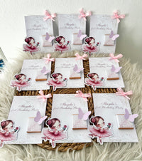 Ballerina Butterfly 1st Birthday Favour Card — Personalised Chocolate — Chocoodad Baku