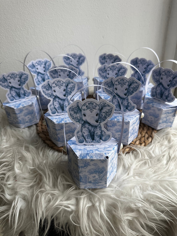 Blue Toile Teddy Bear Baby Boy Mini Box — Newborn Favour Set — Chocoodad Baku