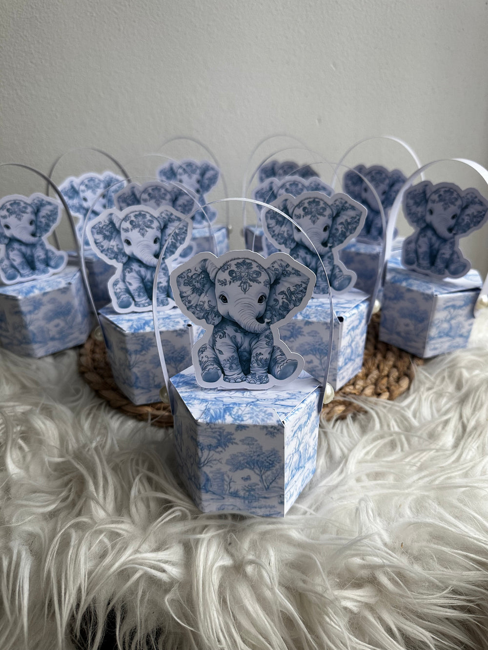 Blue Toile Teddy Bear Baby Boy Mini Box — Newborn Favour Set — Chocoodad Baku