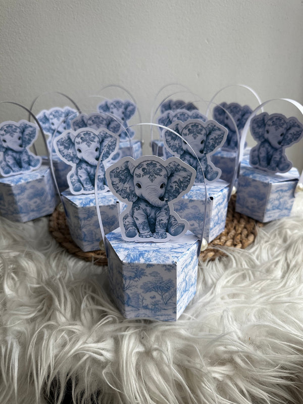 Blue Toile Teddy Bear Baby Boy Mini Box — Newborn Favour Set — Chocoodad Baku