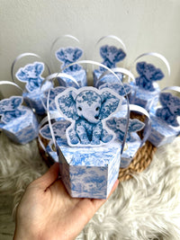 Blue Toile Teddy Bear Baby Boy Mini Box — Newborn Favour Set — Chocoodad Baku