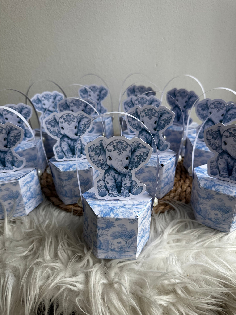 Blue Toile Teddy Bear Baby Boy Mini Box — Newborn Favour Set — Chocoodad Baku