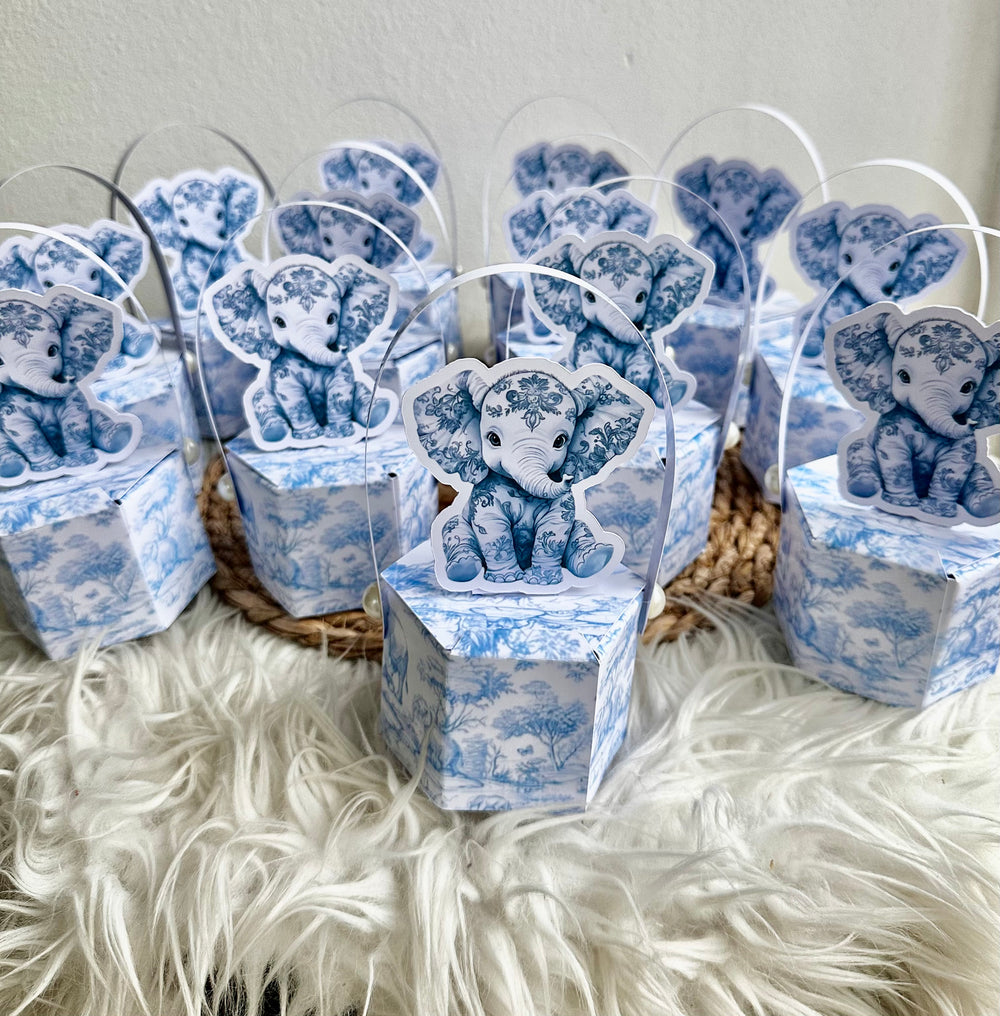 Blue Toile Teddy Bear Baby Boy Mini Box — Newborn Favour Set — Chocoodad Baku