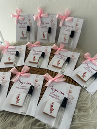 Teddy Bear Baby Shower Perfume & Chocolate Card — Pink Bow Favour — Chocoodad Baku