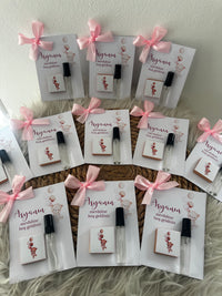 Teddy Bear Baby Shower Perfume & Chocolate Card — Pink Bow Favour — Chocoodad Baku