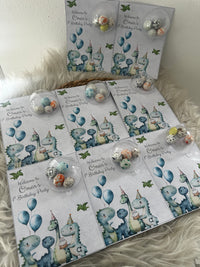 Baby Dinosaur 1st Birthday Favour Card — Blue Bonbon Dome Gift — Chocoodad Baku