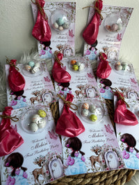 Floral Deer 1st Birthday Favour Card — Balloon & Bonbon Dome Gift — Chocoodad Baku