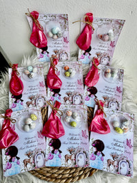 Floral Deer 1st Birthday Favour Card — Balloon & Bonbon Dome Gift — Chocoodad Baku