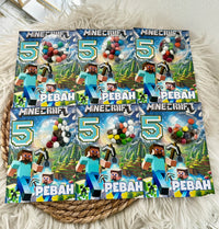 Minecraft Birthday Bonbon Favour Card — Colourful Dragee Dome — Chocoodad Baku