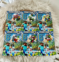 Minecraft Birthday Bonbon Favour Card — Colourful Dragee Dome — Chocoodad Baku