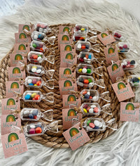 Rainbow Rustic Bonbon Candy Favour — Personalised Name Tag Gift — Chocoodad Baku