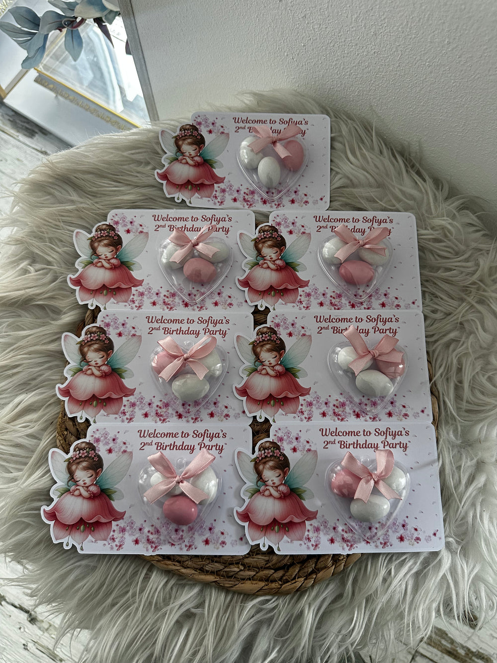 Fairy Angel Birthday Favour Card — Dragee Dome & Bow Girl Gift — Chocoodad Baku