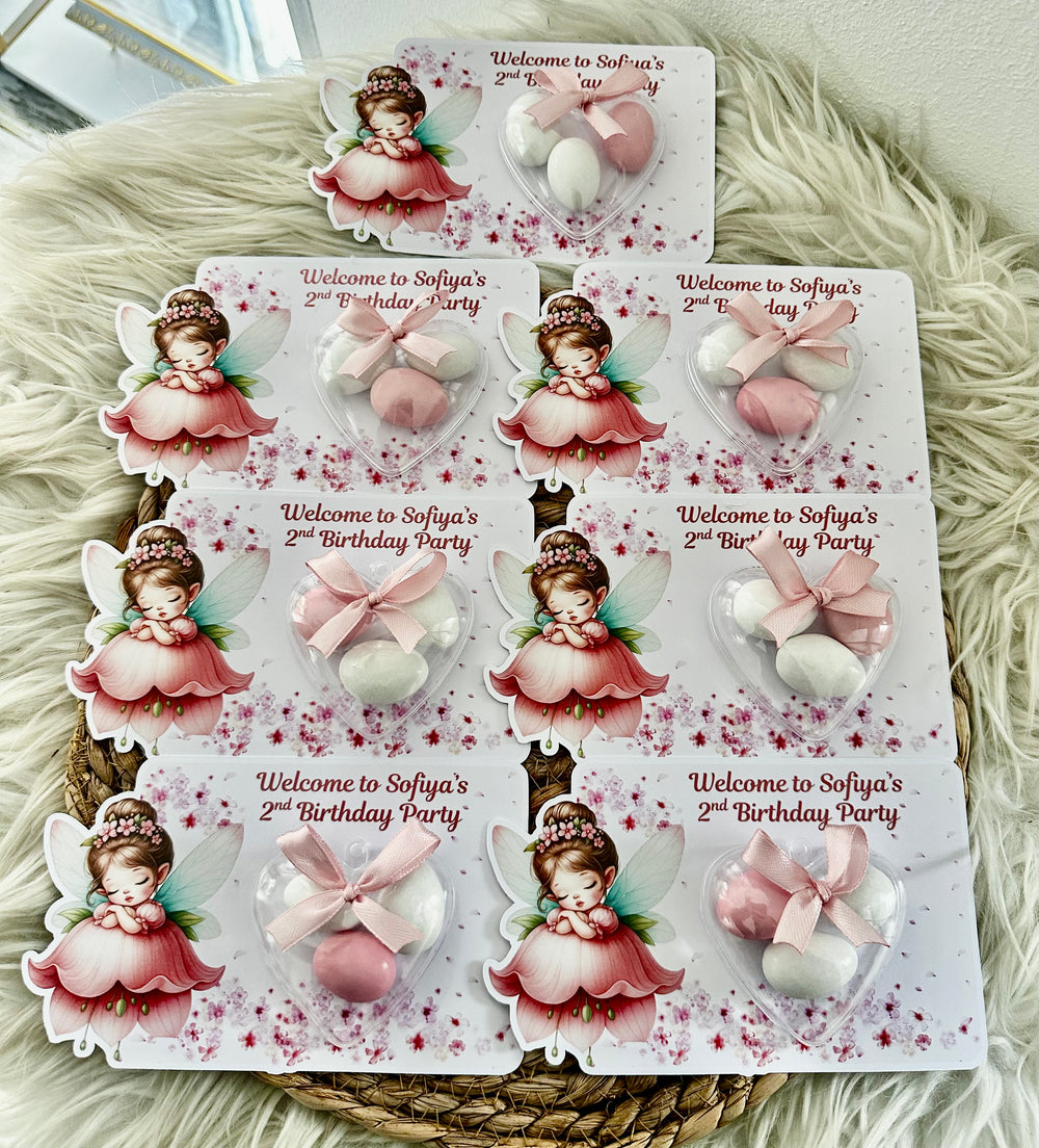 Fairy Angel Birthday Favour Card — Dragee Dome & Bow Girl Gift — Chocoodad Baku