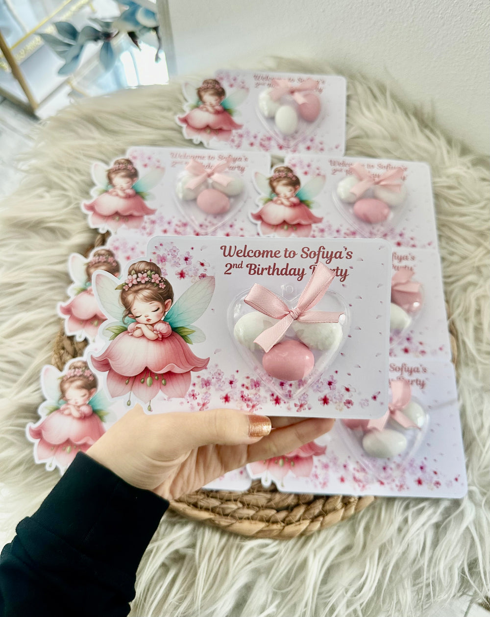 Fairy Angel Birthday Favour Card — Dragee Dome & Bow Girl Gift — Chocoodad Baku