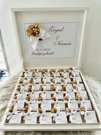 Yes Day White Shadow Box — Couple Names & Dried Flower Chocolate Display — Chocoodad Baku
