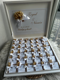 Yes Day White Shadow Box — Couple Names & Dried Flower Chocolate Display — Chocoodad Baku