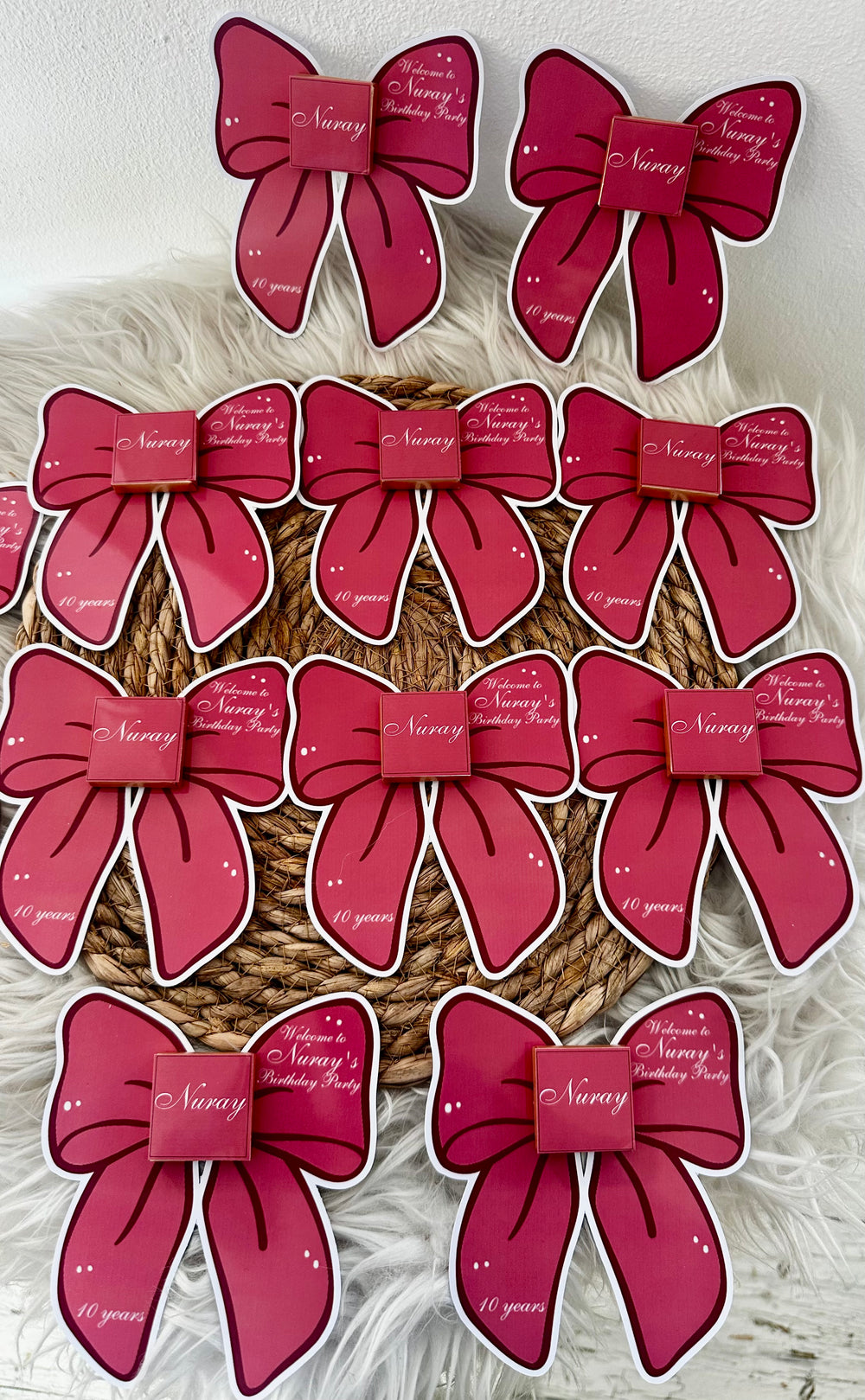 Dark Red Bow Birthday Favour Card — Personalised Chocolate Gift — Chocoodad Baku