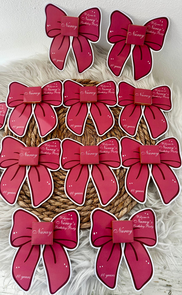 Dark Red Bow Birthday Favour Card — Personalised Chocolate Gift — Chocoodad Baku