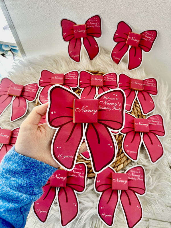 Dark Red Bow Birthday Favour Card — Personalised Chocolate Gift — Chocoodad Baku