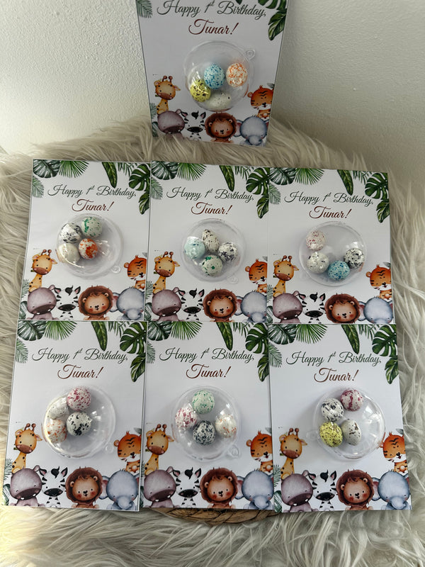 Jungle Safari 1st Birthday Favour Card — Bonbon Dome Baby Gift — Chocoodad Baku