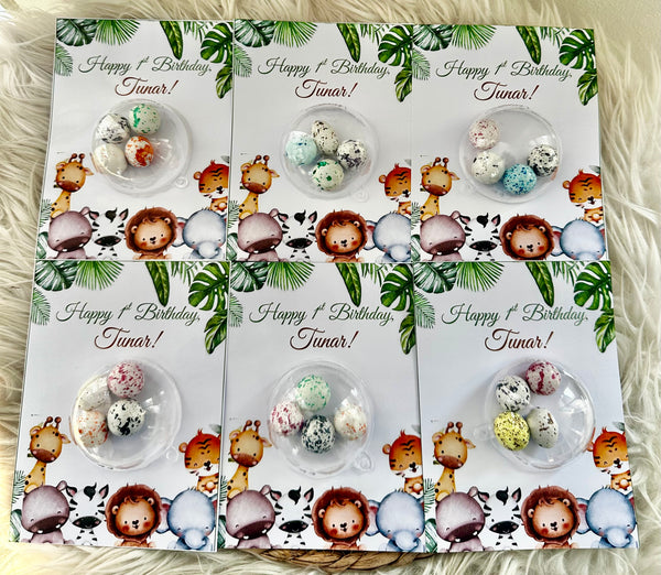Jungle Safari 1st Birthday Favour Card — Bonbon Dome Baby Gift — Chocoodad Baku