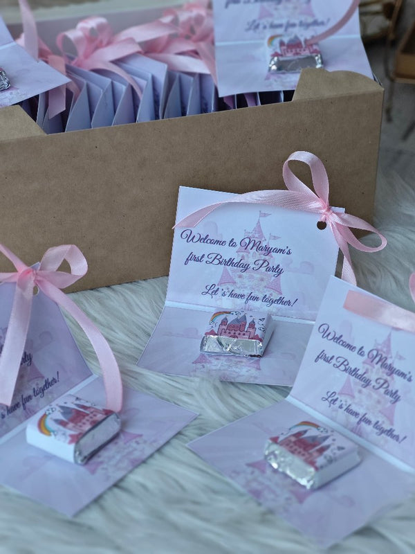 Welcome Baby Girl’s 1st Birthday | Greeting Chocolate Cards for Kids’ Party